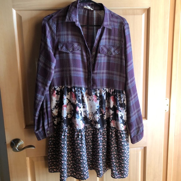 Flannel Shirt Dress - Picture 2 of 2